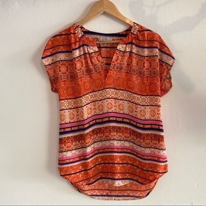 Striped Short Sleeve Blouse